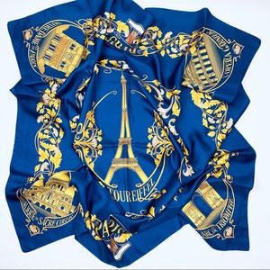 Anne McAlpin Eiffel Tour Paris Silk Scarf Blue